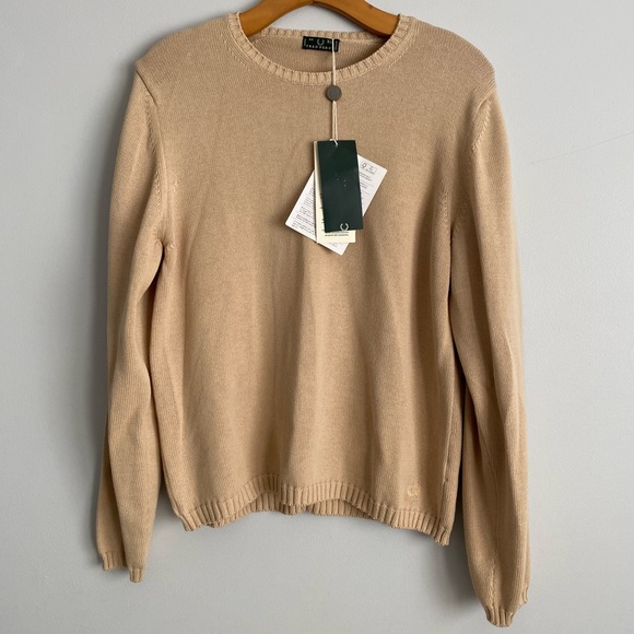 Fred Perry Beige Crewneck Sweater NWT - Picture 1 of 4